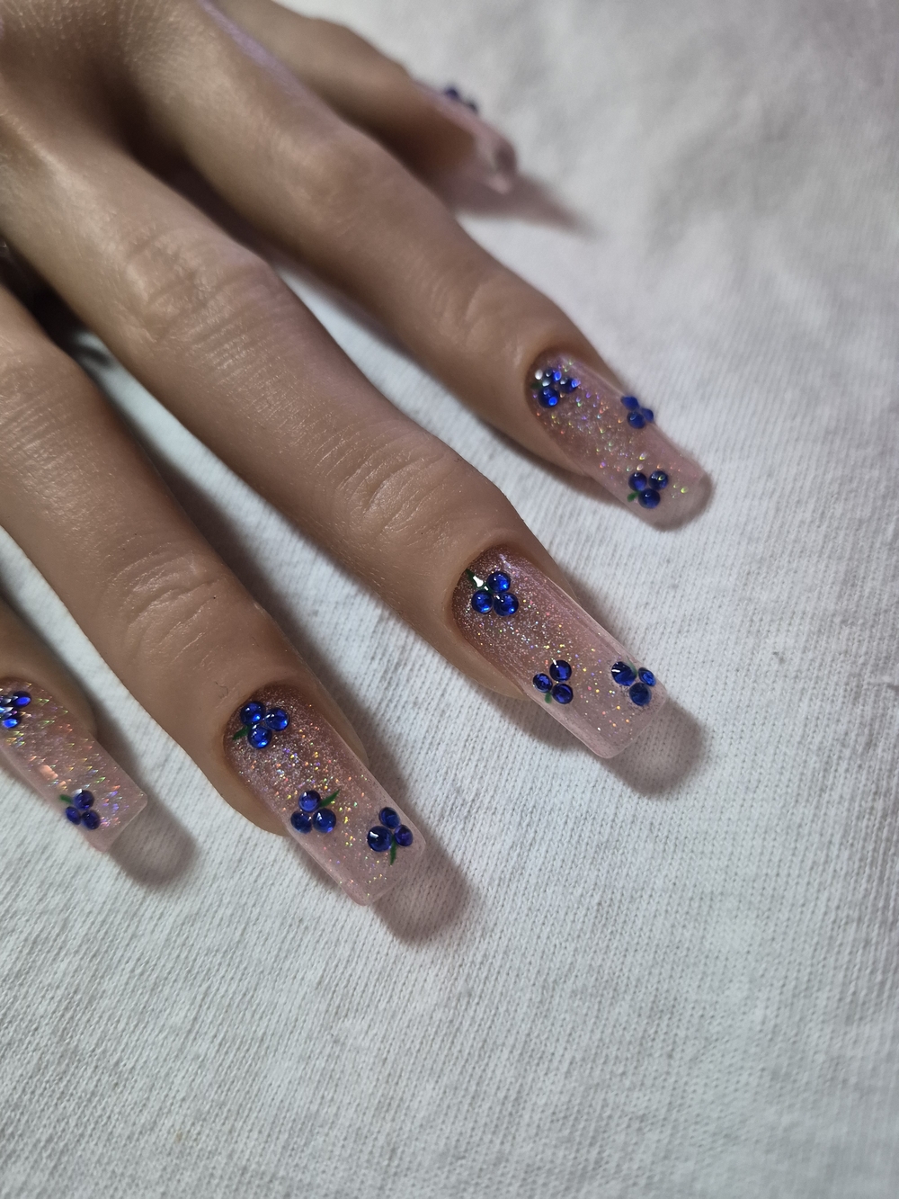 24piece Set Glitter Blueberry Press-On Nails - Women Makeup